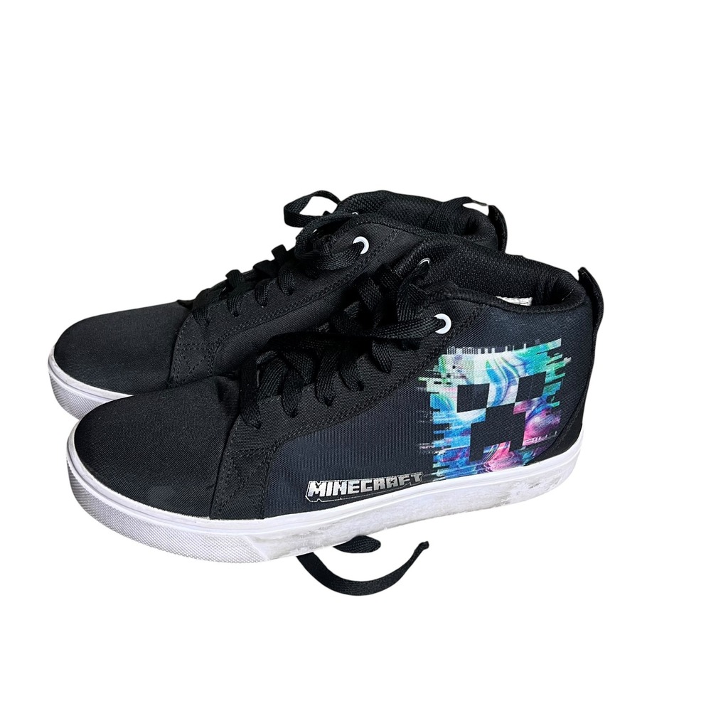 Heelys Minecraft Racer 20 Mid Black Glitch Creeper Skate Shoes Kids Size 8 US